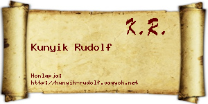 Kunyik Rudolf névjegykártya
